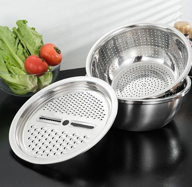 Stainless Steel Grater Strainer and Basin